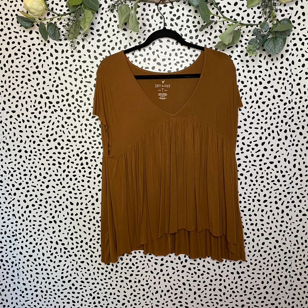 AEO burnt orange soft Sexy sleeveless peplum Top